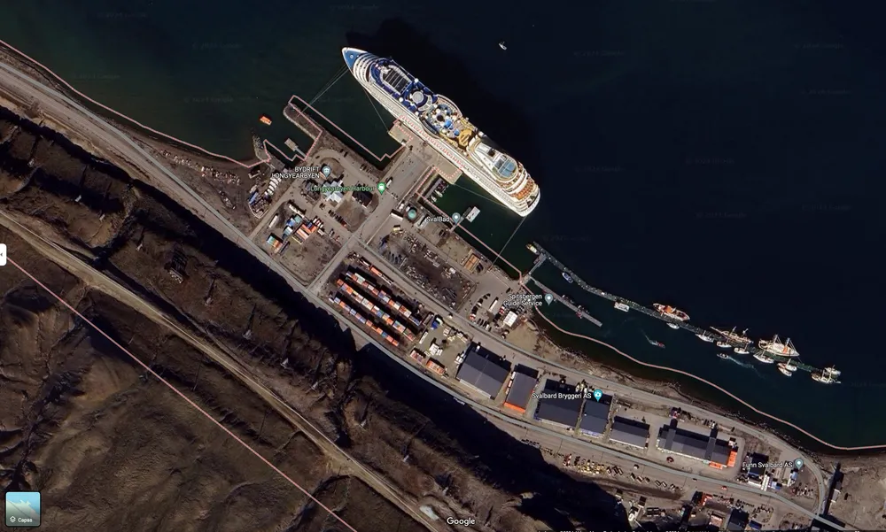 A big cruise on Longyearbyen harbour