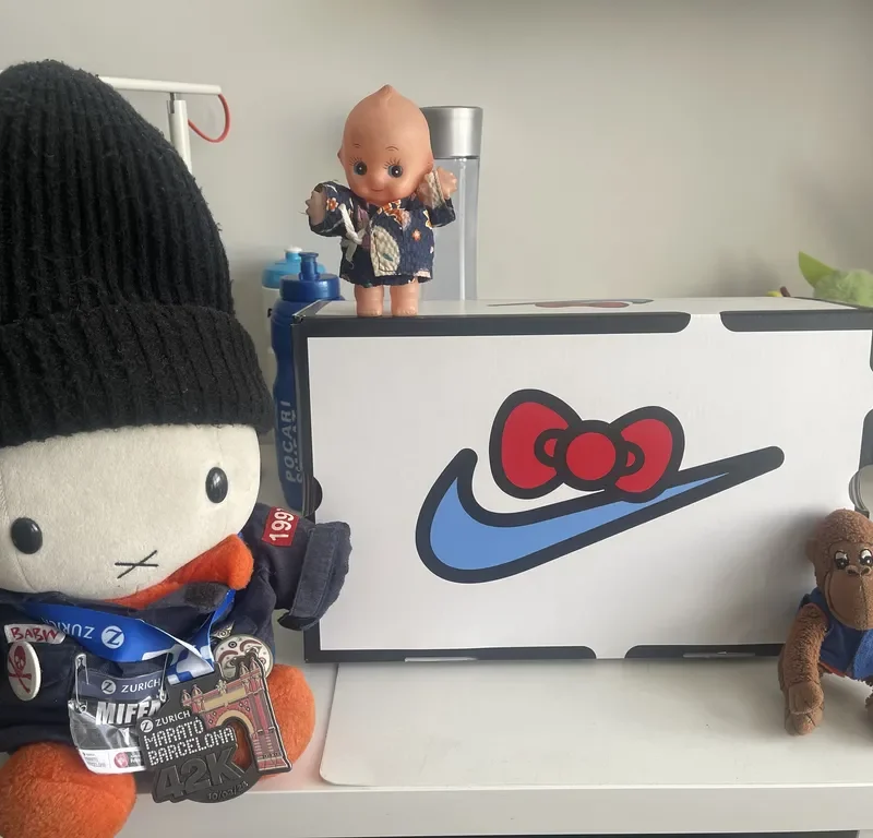 Miffa Kewpie and Gutang pose with the Hello Kitty Nike Air Presto