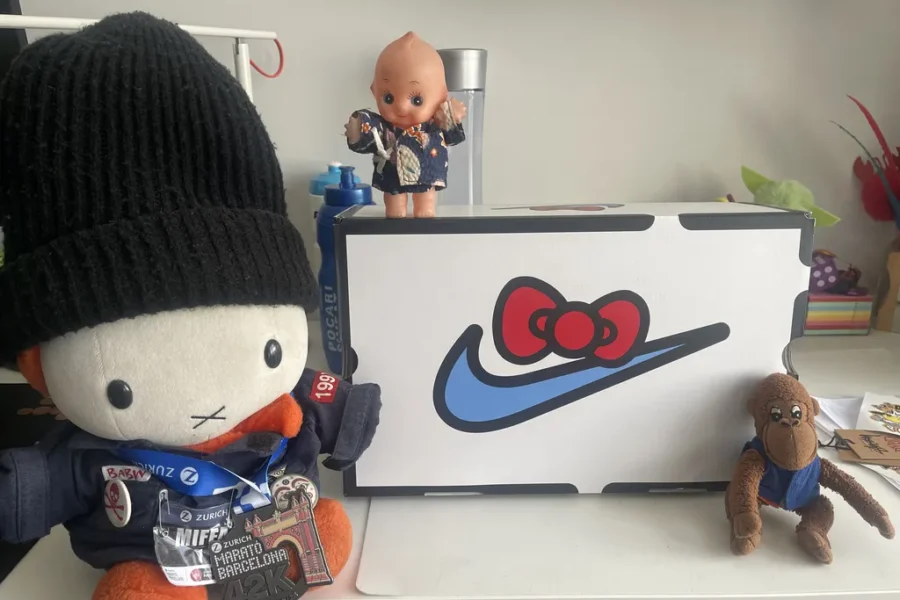 Miffa Kewpie and Gutang pose with the Hello Kitty Nike Air Presto