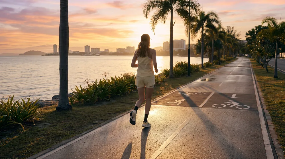 coastal running route in Kota Kinabalu