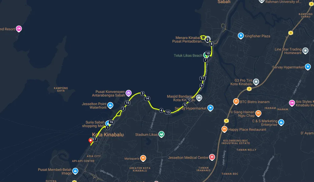 Kota Kinabalu running routes - the coastal run